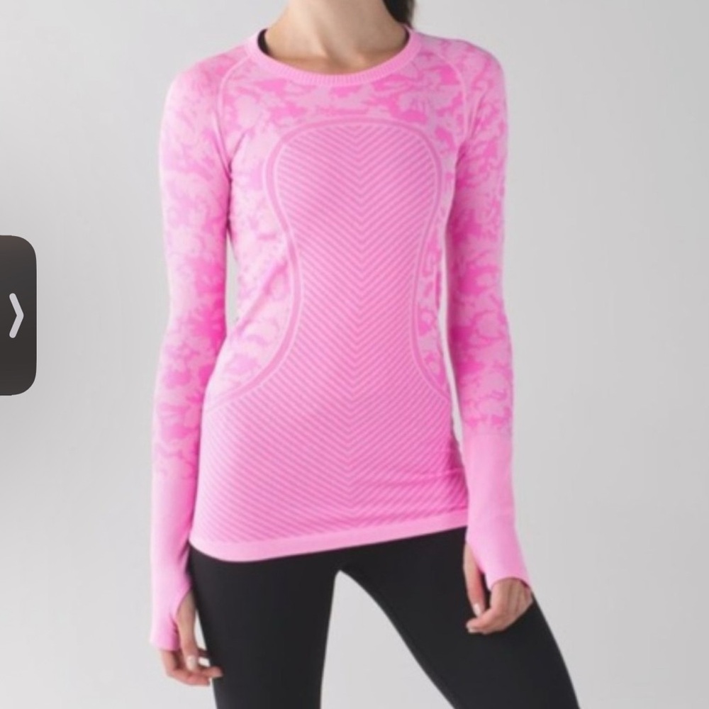 Lululemon Swiftly Tech Long Sleeve Crew - Heathered Raspberry Glo Light. Size 6